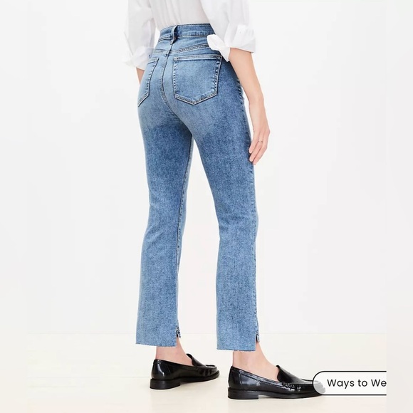 NWT LOFT Step Hem High Rise Kick Crop Jeans in Classic Mid Wash - Picture 3 of 3